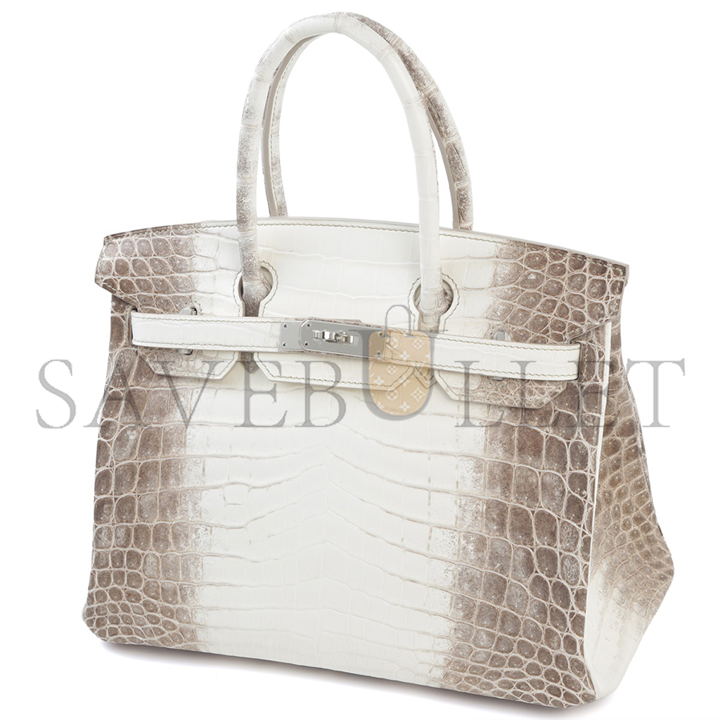 HERMÈS MASTER BIRKIN 25 CROCODILE LEATHER HIMALAYAN CROCODILE LEATHER SILVER BUCKLE H041354CKO8 (25*20*13cm)